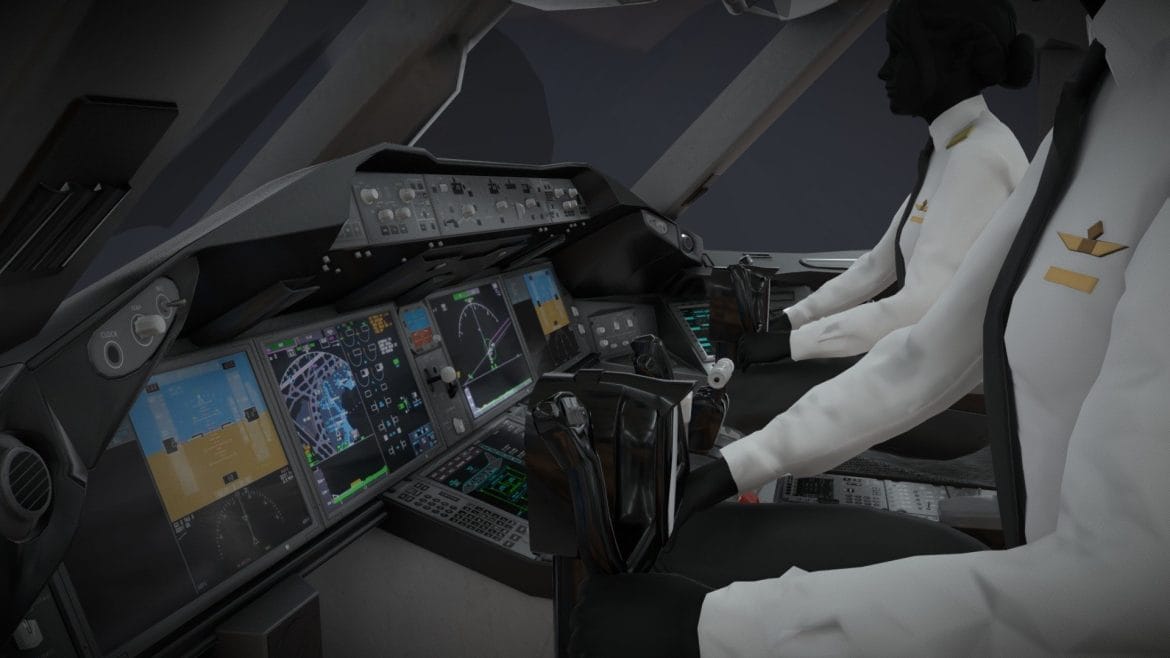 Boeing 9 Cockpit 3d Model - Highly detailed digital replica of a Boeing 787-9 Dreamliner flight deck, showcasing instrument panels, controls, and pilot seats.