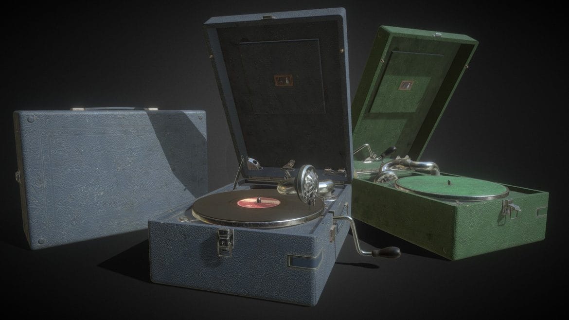 british portable gramophone 3d model