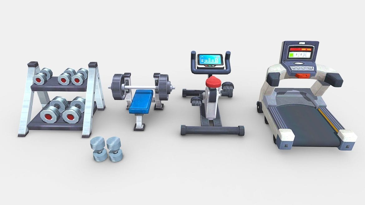 cartoon fitness equipment 3d model
