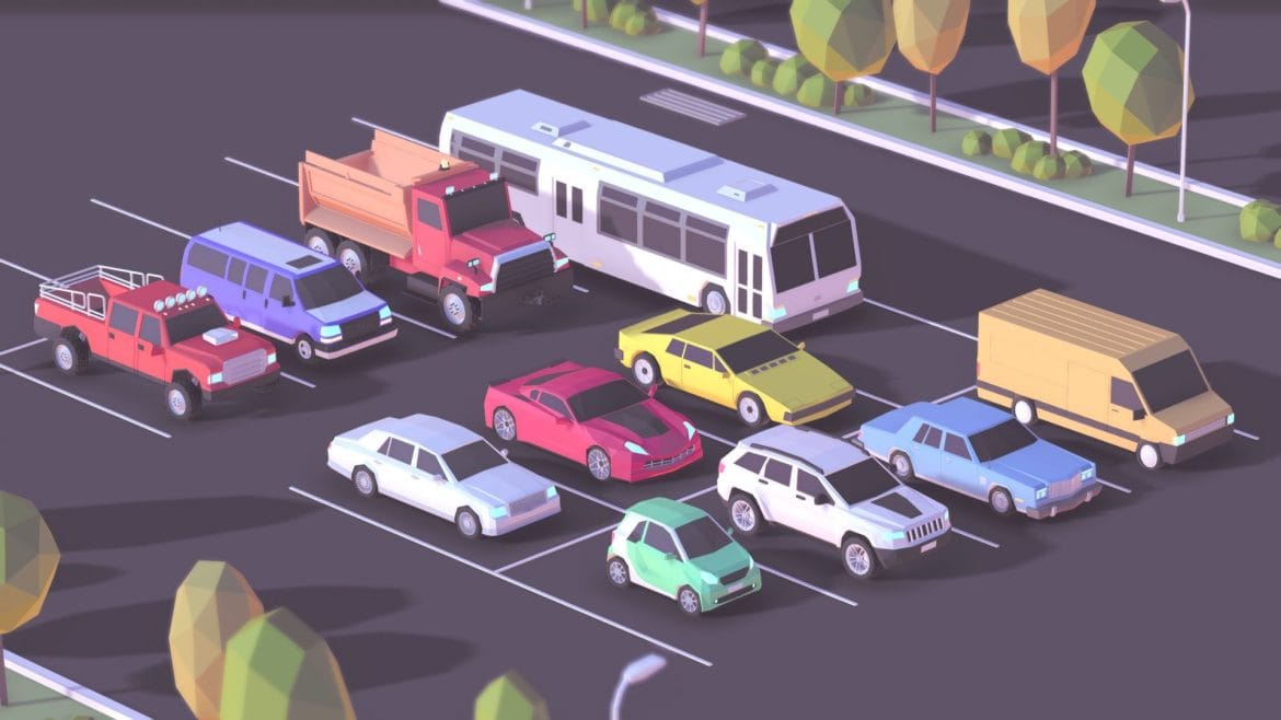 cartoon low poly city cars set 3d model