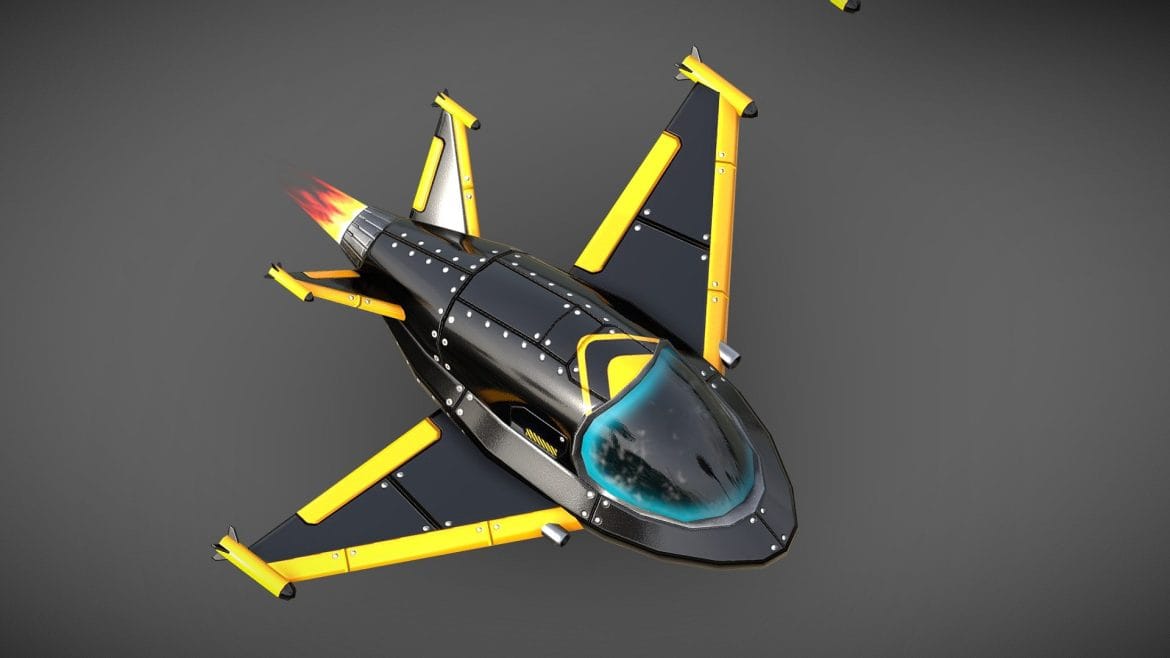 cartoon space ship black 3d model