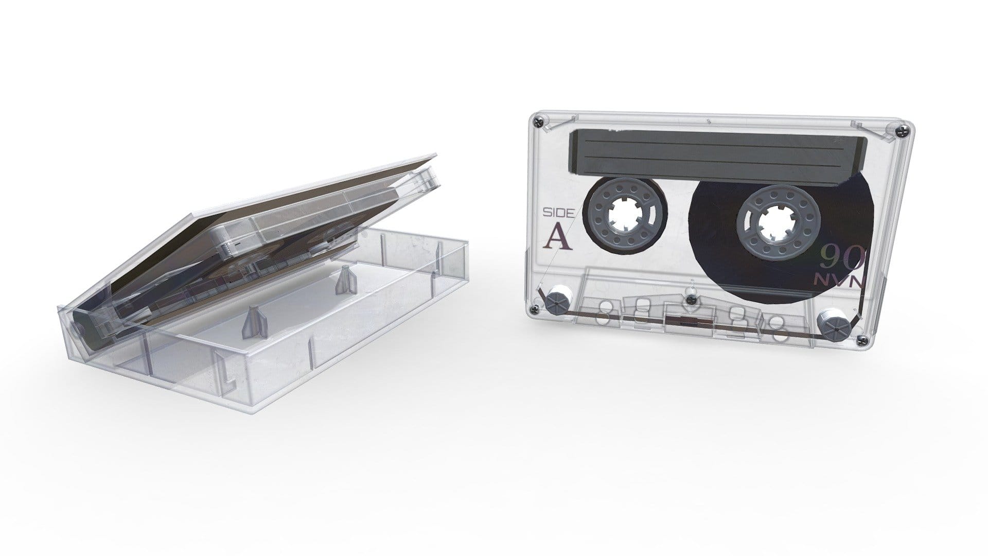 Cassette Tape And Case White – 4 versions