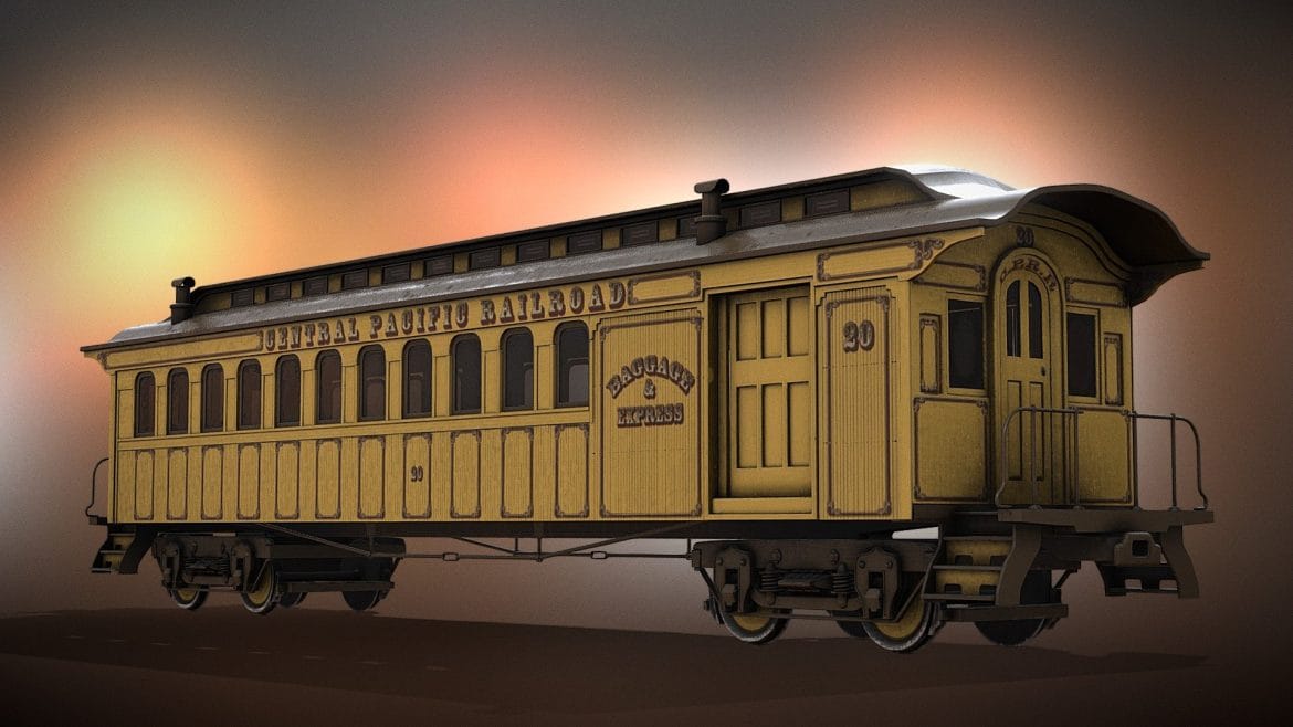 central pacific combine car 3d model