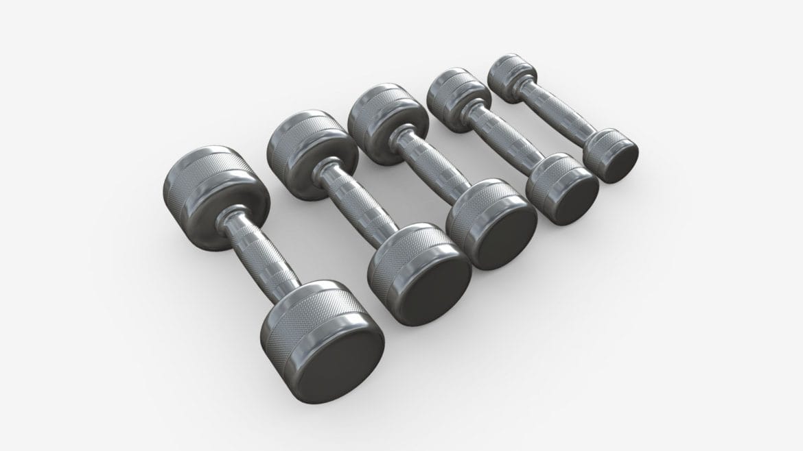 chrome dumbbell set 3d model