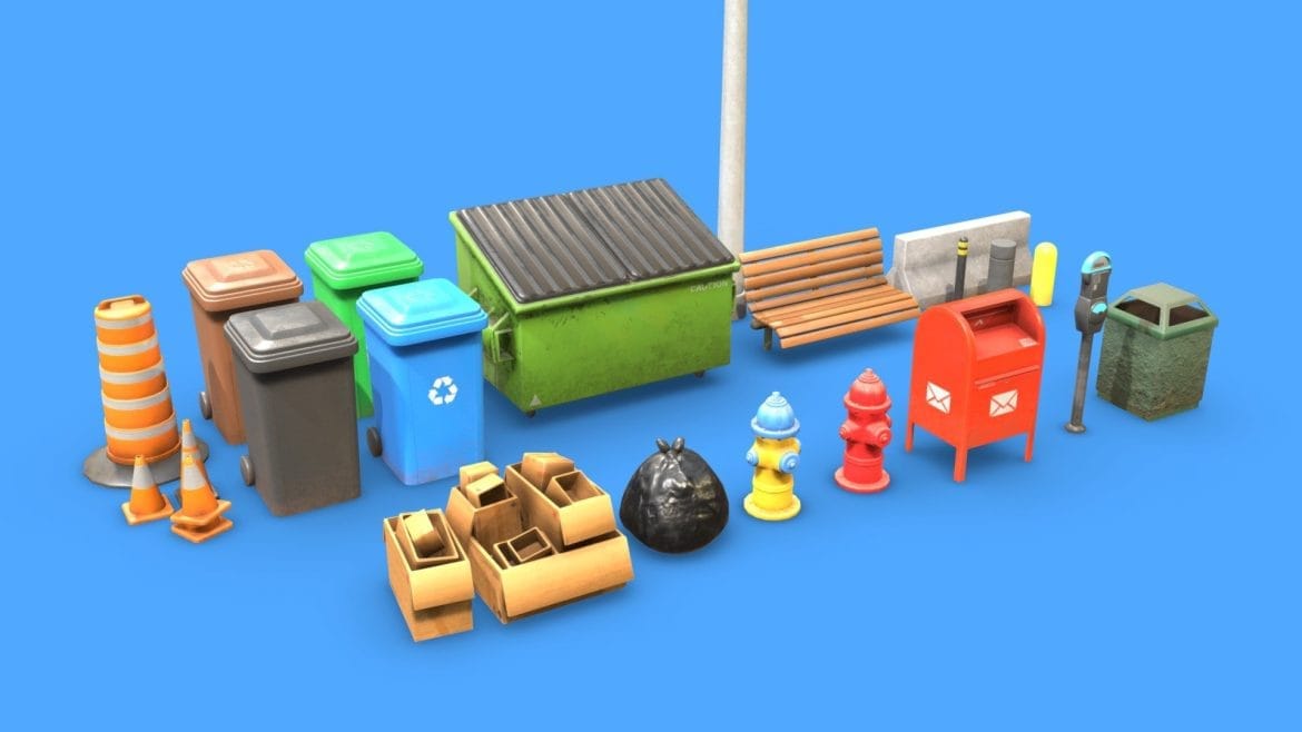 city sidewalk pack 3d model