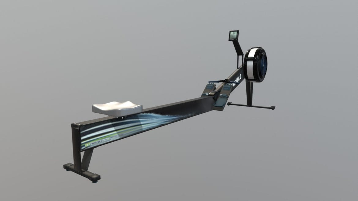 Concept 2 Rower 3d Model - Highly detailed 3D model of a Concept 2 Rower, showcasing its design and components for realistic gym renders.