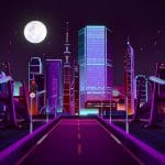 cyber punk night city lowpoly life buildings fbx 3d model