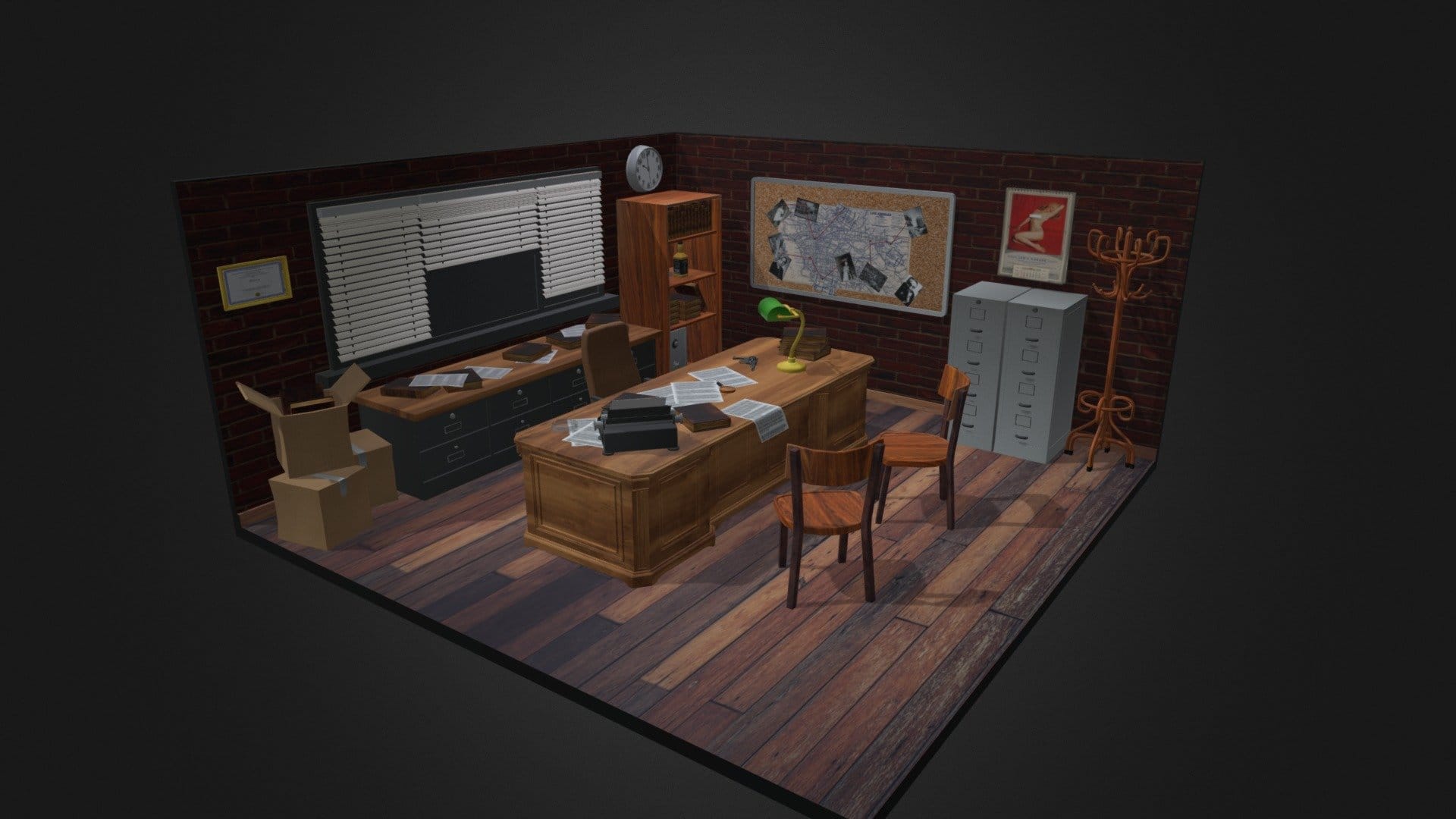 Diorama Detective Office 1950s