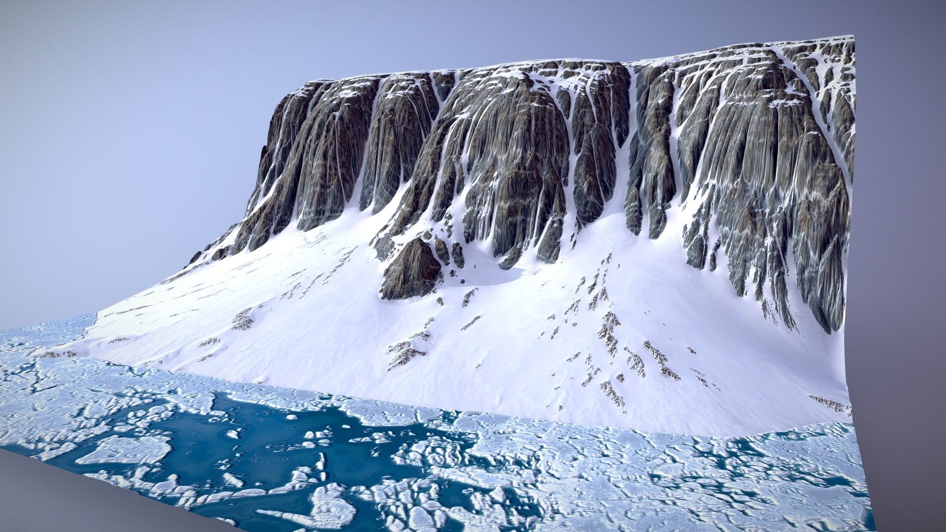 Frozen Lake Cliffs Terrain
