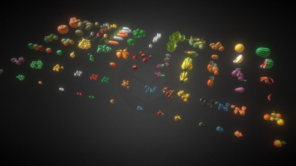 frutas y verduras 3d model