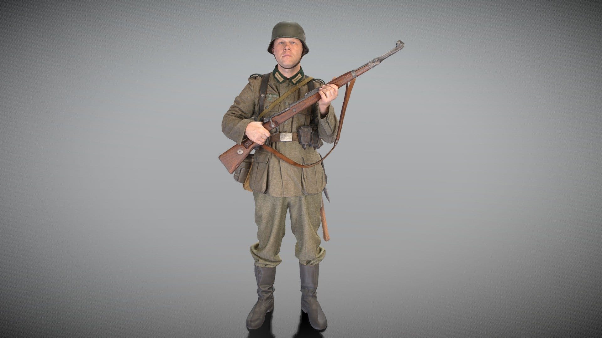 Fully equipped German soldier with gun 344