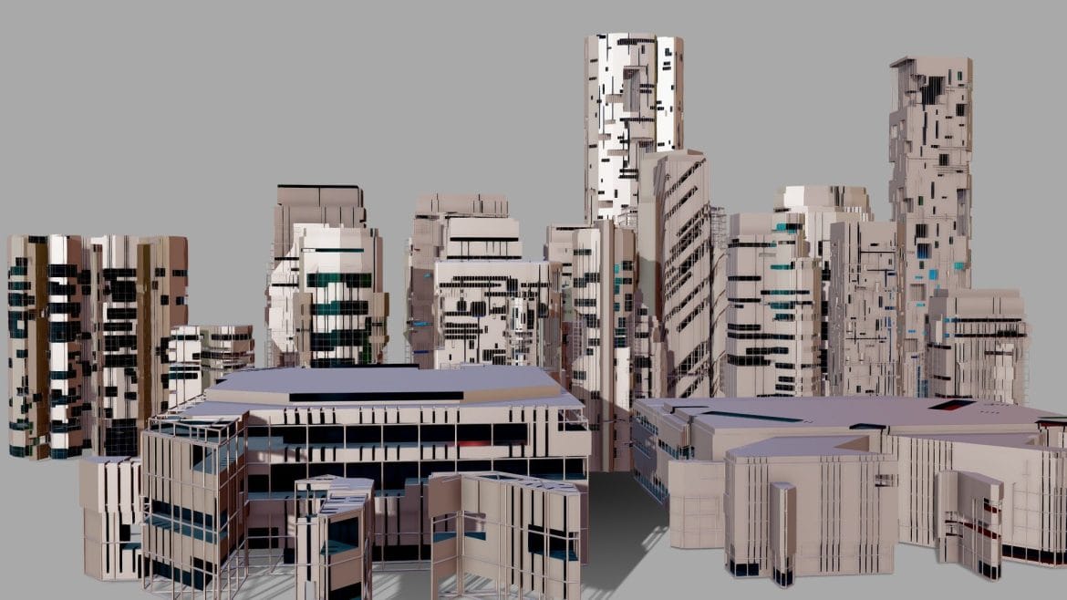 fututistic sci fi buildings 00 3d model