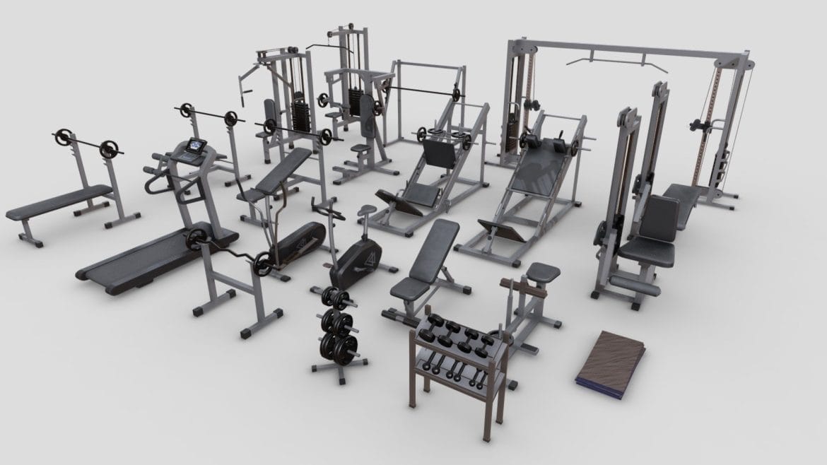 gym equipments 3d model