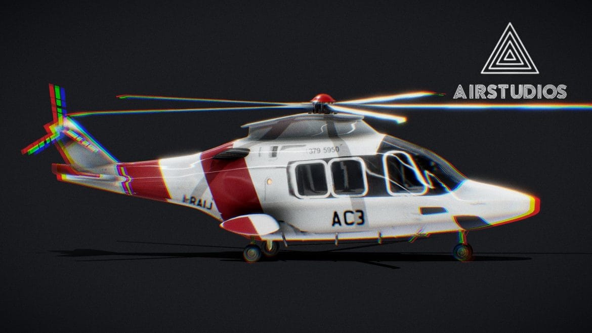 Agustawestland Aw169 3d Model - Detailed 3D model of an AgustaWestland AW169 executive helicopter, showcasing its sleek design and five-bladed main rotor.