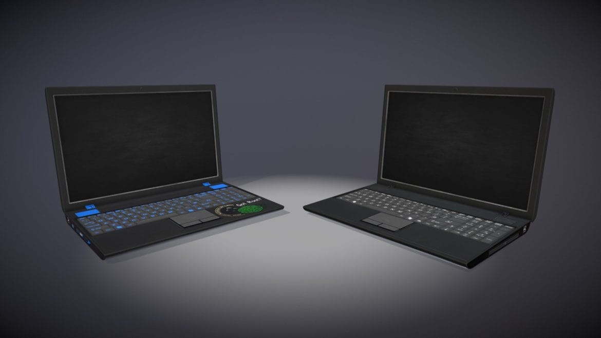 laptop and hackers laptop 3d model