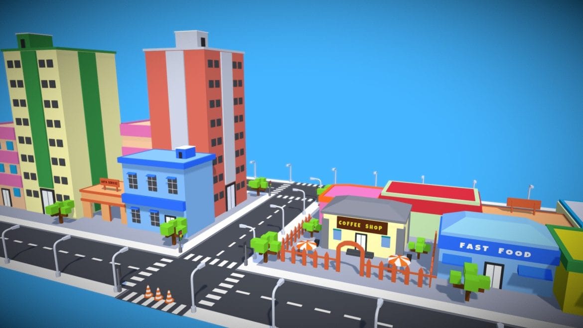 low poly 3d town assets 3d model