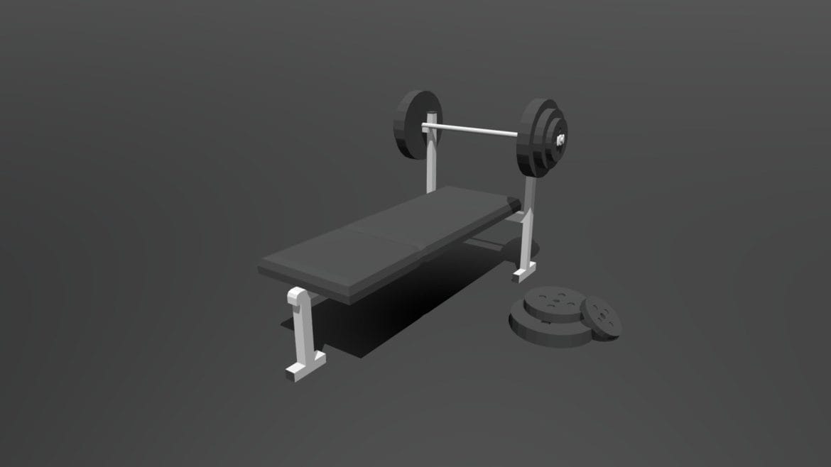 low poly cartoon weight bench 3d model