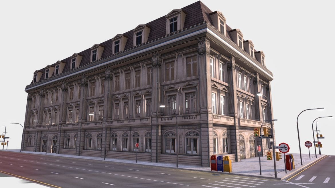 low poly city block 16 3d model