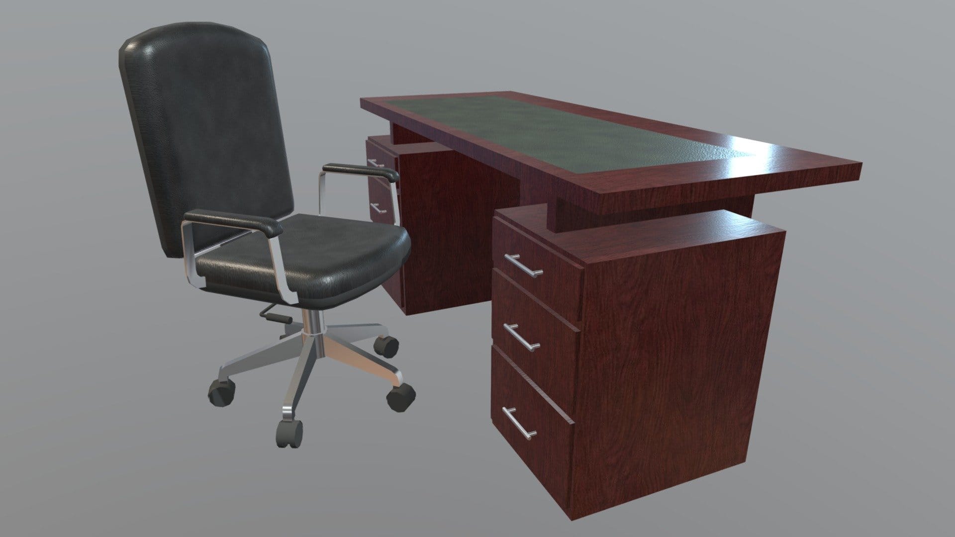 Low poly office desk & chair deep3dsea