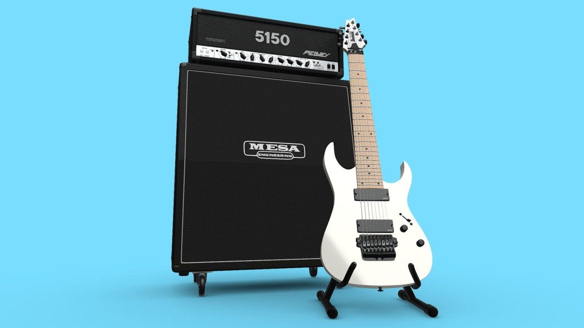 metal guitar amp stack stage 3d model