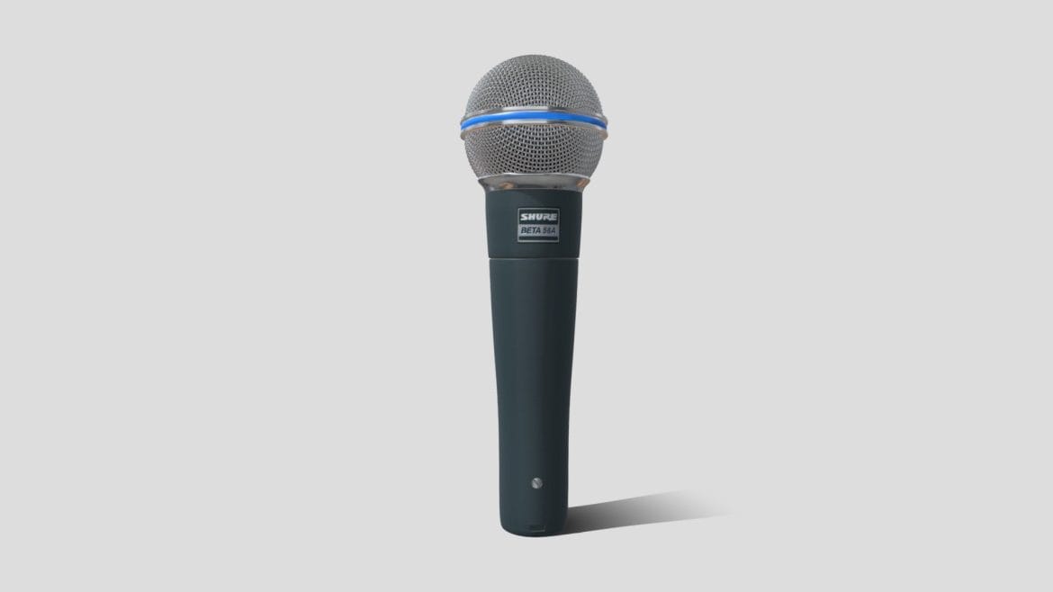 Shure 58 Microphone 3d Model - Detailed 3D model of a Shure Beta 58 professional dynamic vocal microphone, ready for rendering.