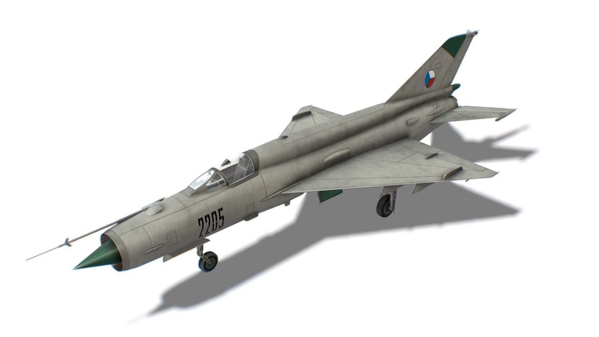 Mig21 Fishbed 3d Model - High-detail 3D model of a MIG-21 Fishbed jet fighter aircraft, PBR textures, game-ready asset.