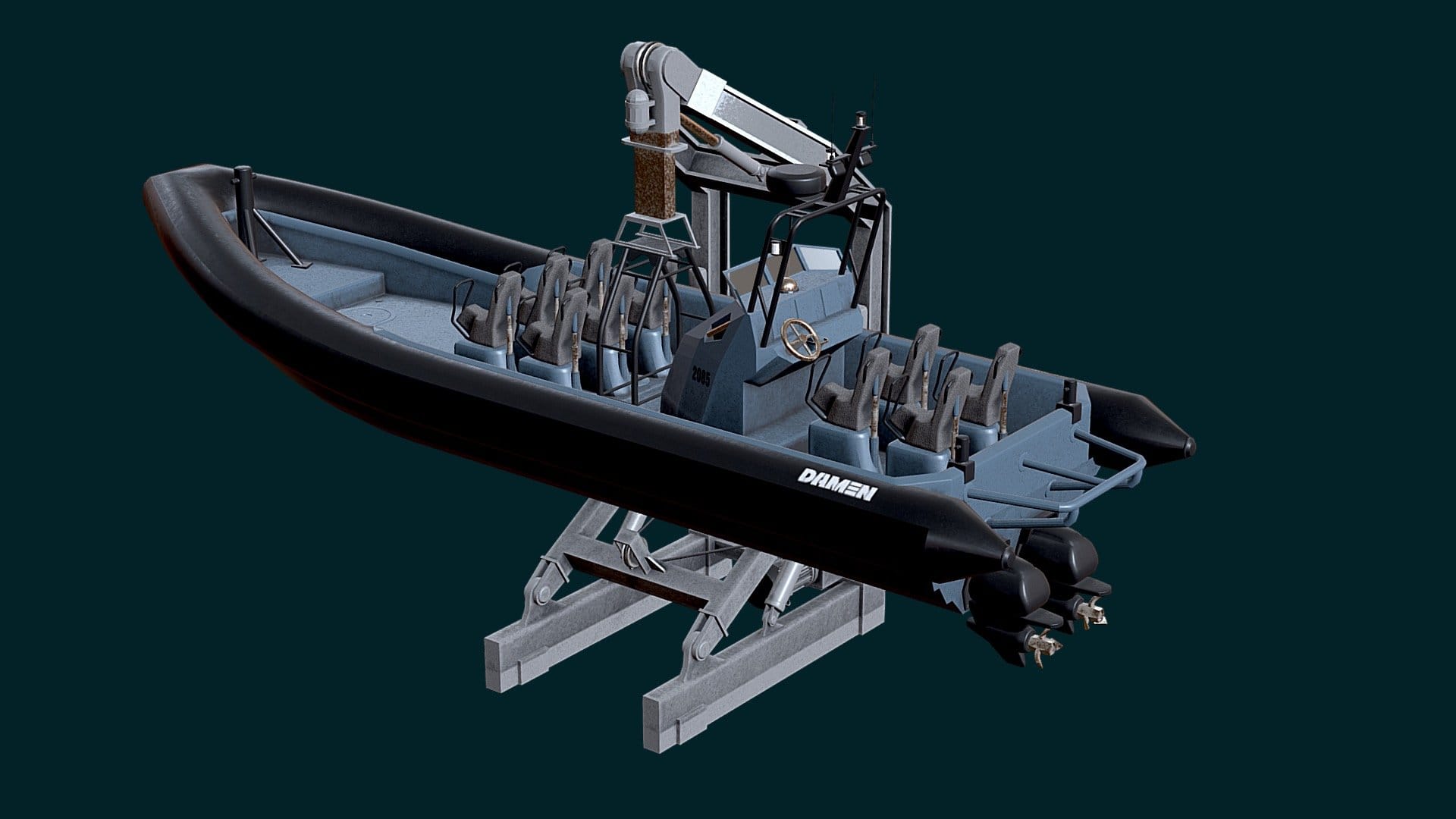 MILITARY INFLATABLE BOAT Low-poly 3D model