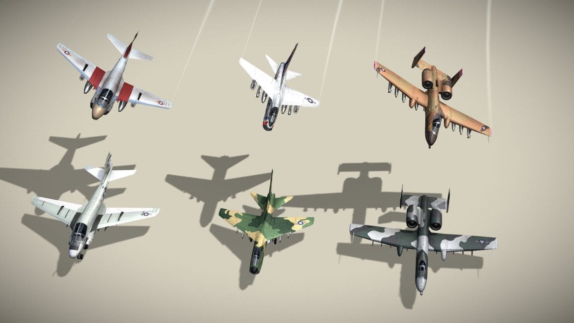 modern attack planes lowpoly set e 33 3d model