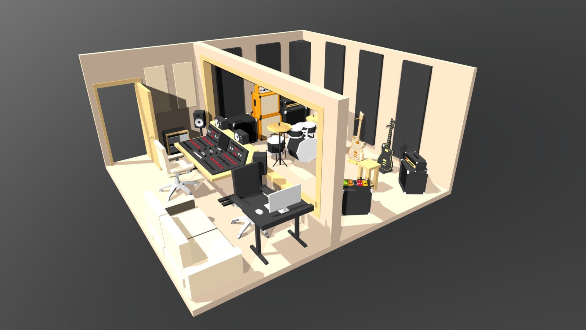 Music Studio – low poly interior