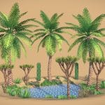 pixel art desert oasis 3d model