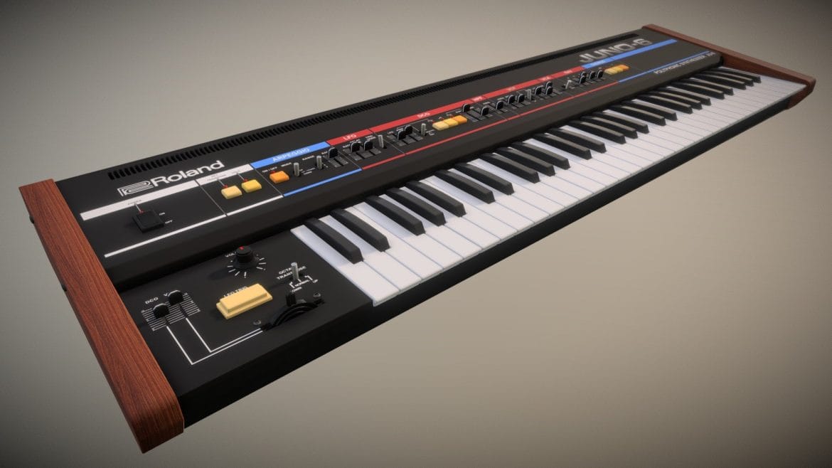 roland juno 6 synthesizer 3d model