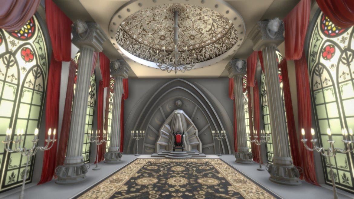 Royal Great Hall 3d Model - Royal Palace Great Hall 3D Model with detailed architecture and high-poly realism for VR AR games