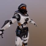Sci-fi female soldier with armour