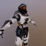 Sci-fi female soldier with armour