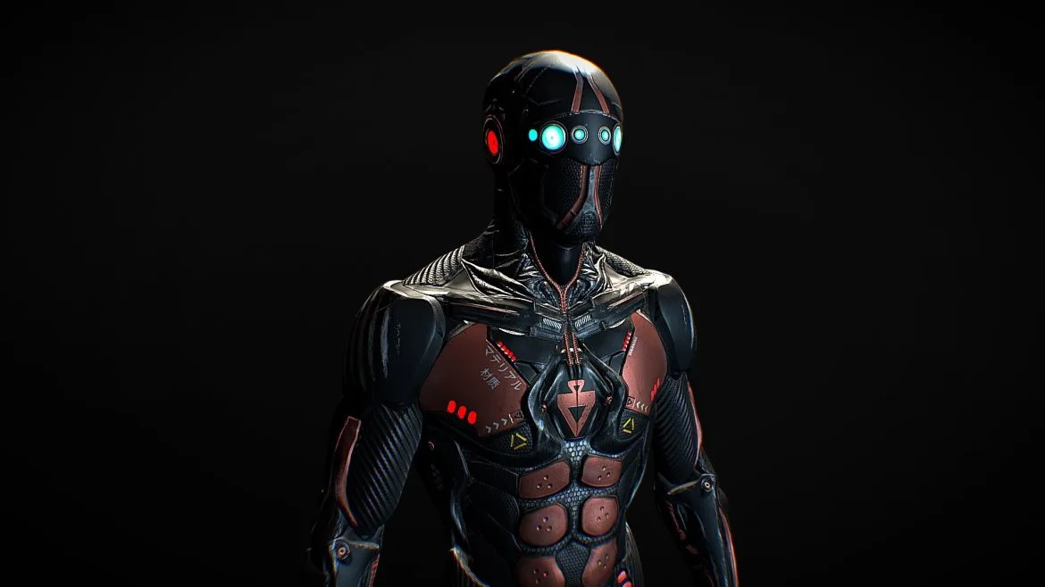 sci fi ninja pbr 3d model