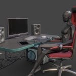 slick office desk game ready 3d model