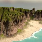 tropical beach cliffs 3d model
