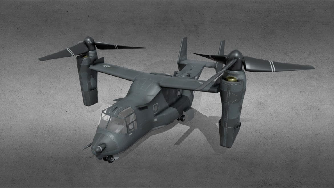 V22 Osprey 3d Model - V-22 Osprey tiltrotor aircraft 3D model for game development with high-quality textures