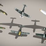 WW2 fighters lowpoly set A: 3+3