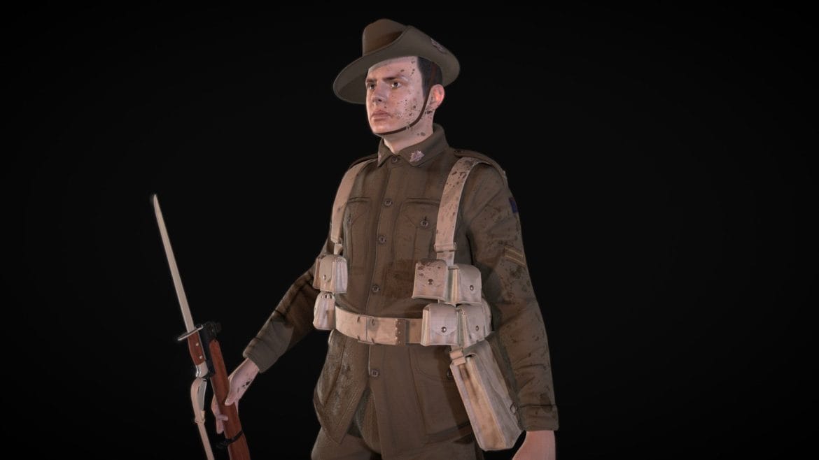 wwi soldier australian digger 3d model