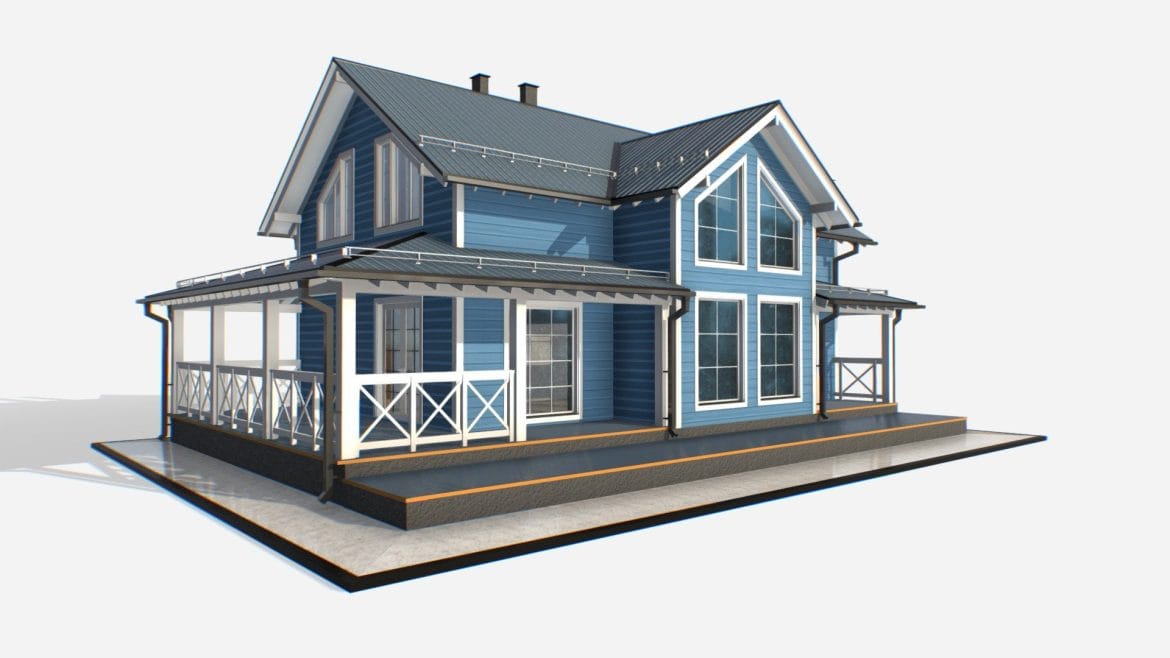 2 level cottage color 2 3d model