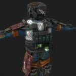 3d low poly detailed sci fi military character 3d model
