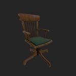 antique office chair pbr 3d model