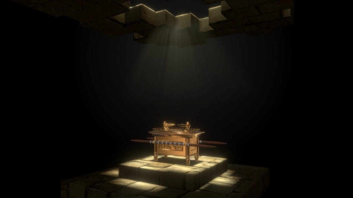 Ark Of Covenant 3d Model - Highly detailed 3D model of the Ark of the Covenant, featuring golden cherubim, ornate base, and carrying staves, created for the Unity Art Challenge.