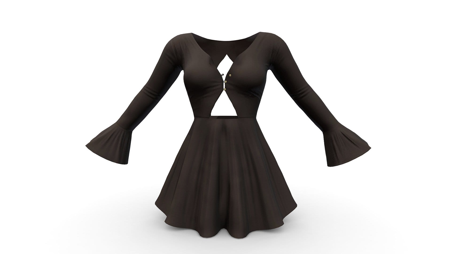 Bell Sleeves Mini A Line Skirt Cardigan Dress