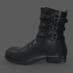 Black Leather Motorcycle Biker Boots w Buckles