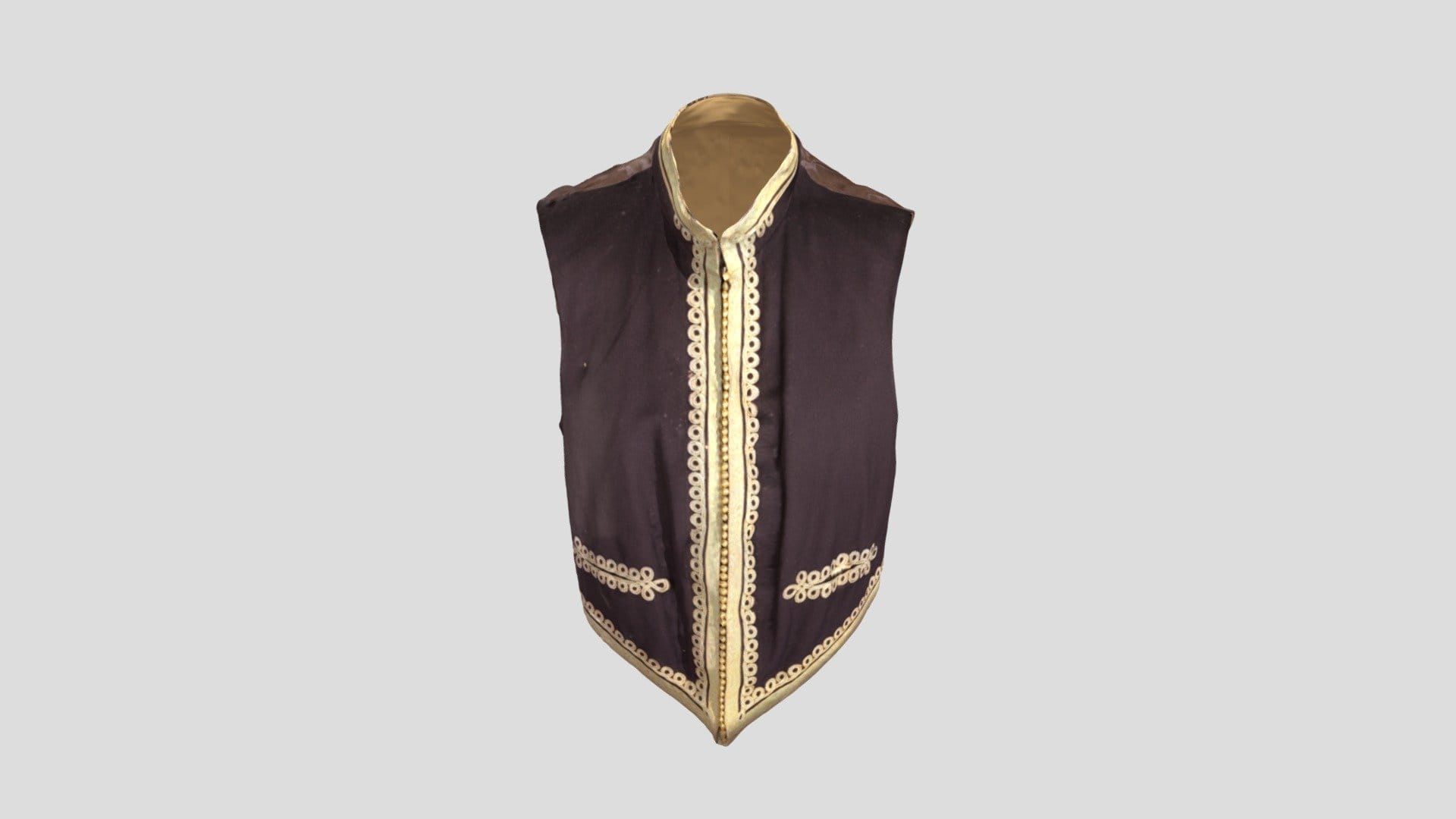 Black Uniform Waistcoat with Gold Braid