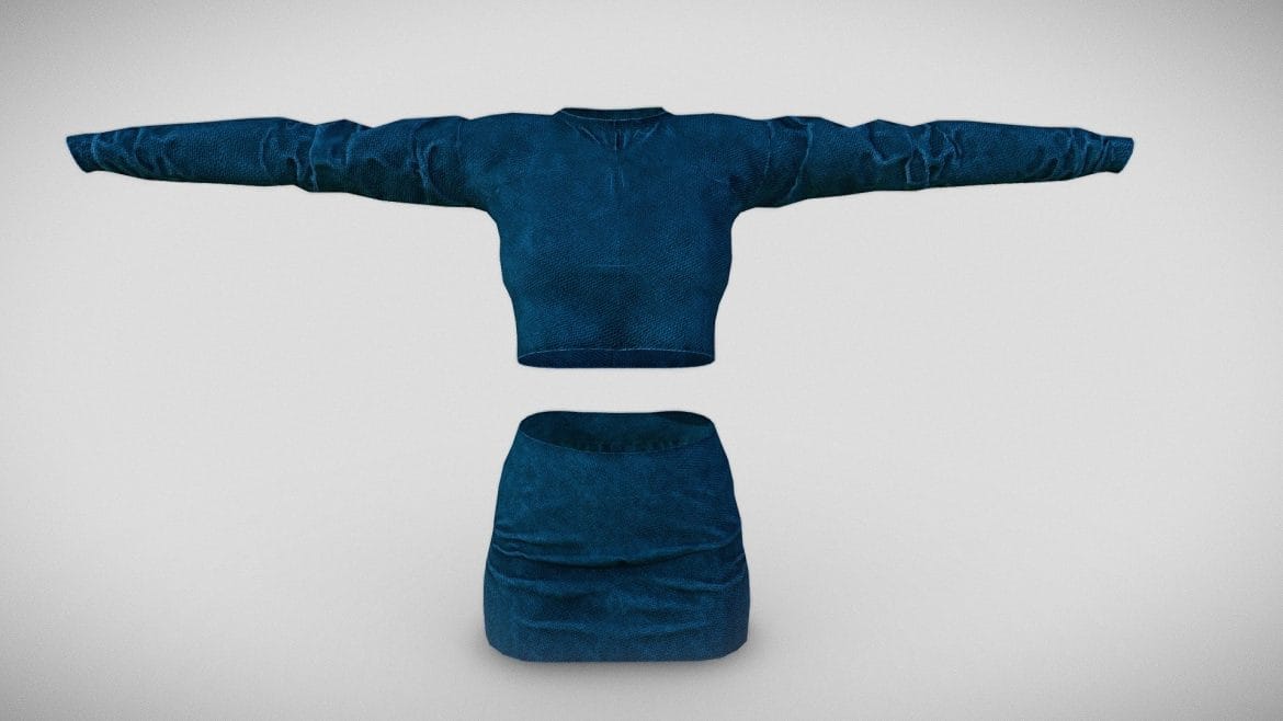 blue stylized skirt and top 3d model