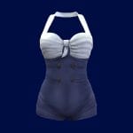 Blue White Sailor Retro One Piece Swim Suit