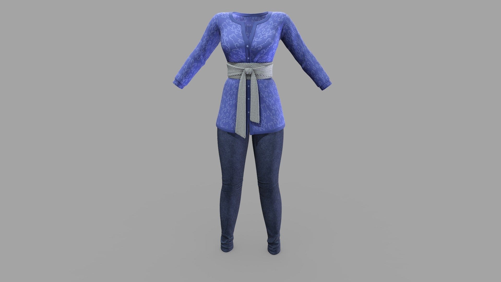 Blue Wrapped Waist Top Jeans Outfit
